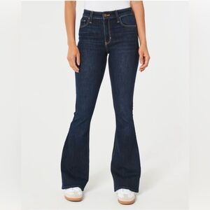 Hollister High-Rise Dark Blue Flare Jeans - Women